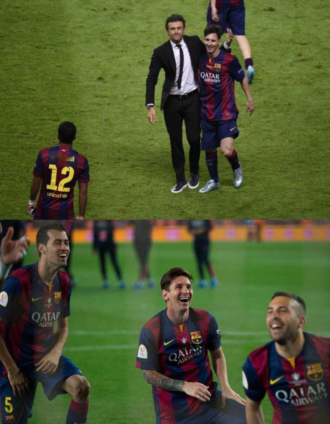 路易斯·恩里克恭喜梅西、阿尔巴和布斯克茨所在的迈阿密国际首夺美职联总冠军🏆🗣