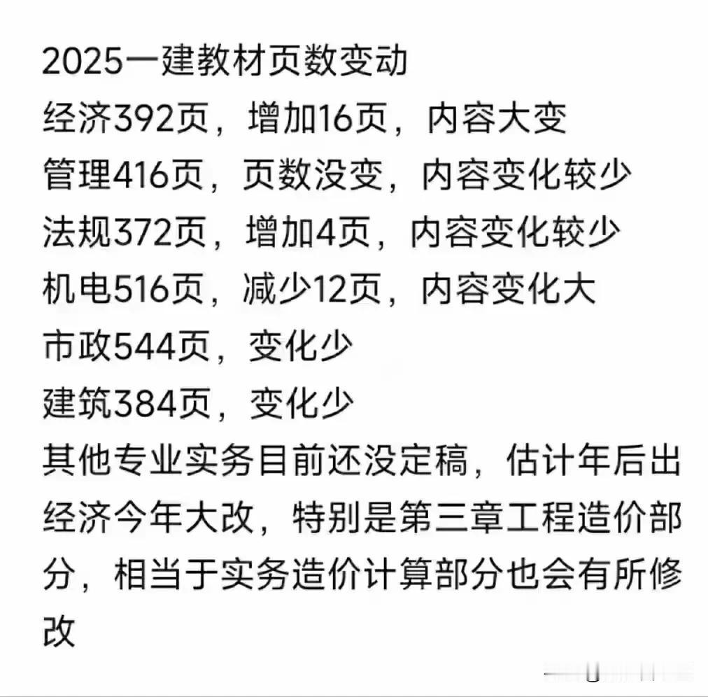 [金牌][吐舌][吐舌]小道消息，一级建造师，新书还没有出，除了经济变化大，增加