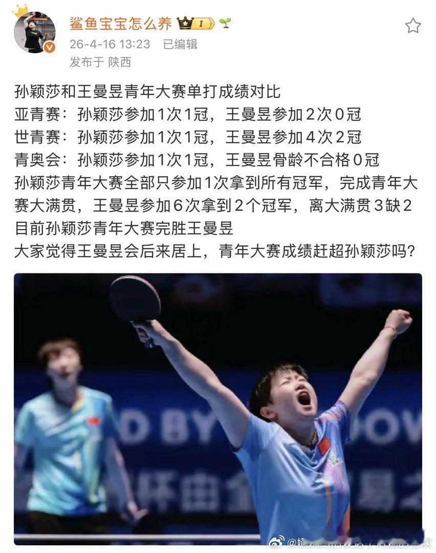 好好奇，王曼昱为什么可以参加四次世青赛，参加两次亚青赛呀 