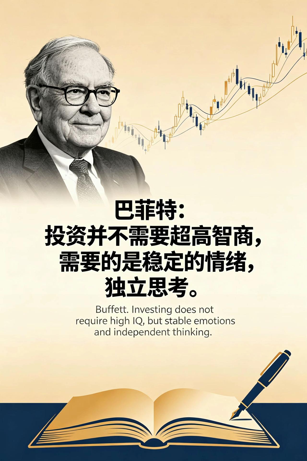 巴菲特曾指出：“投资并不需要极高的智商，关键在于保持情绪稳定与独立思考的能力。”