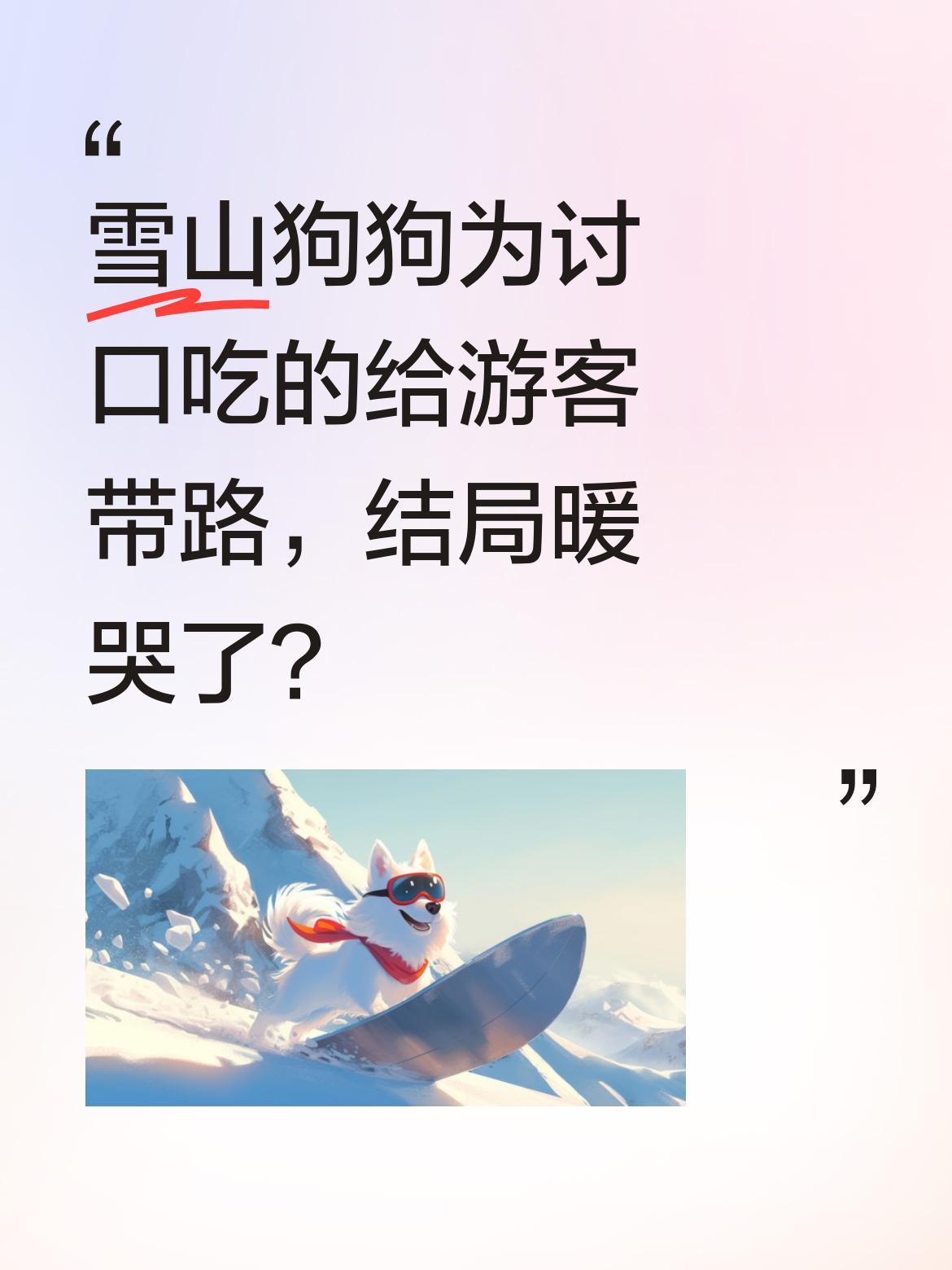 雪山狗狗为讨口吃的给游客带路，结局暖哭了？
云南雨崩徒步途中，一只叫二熊的狗狗默