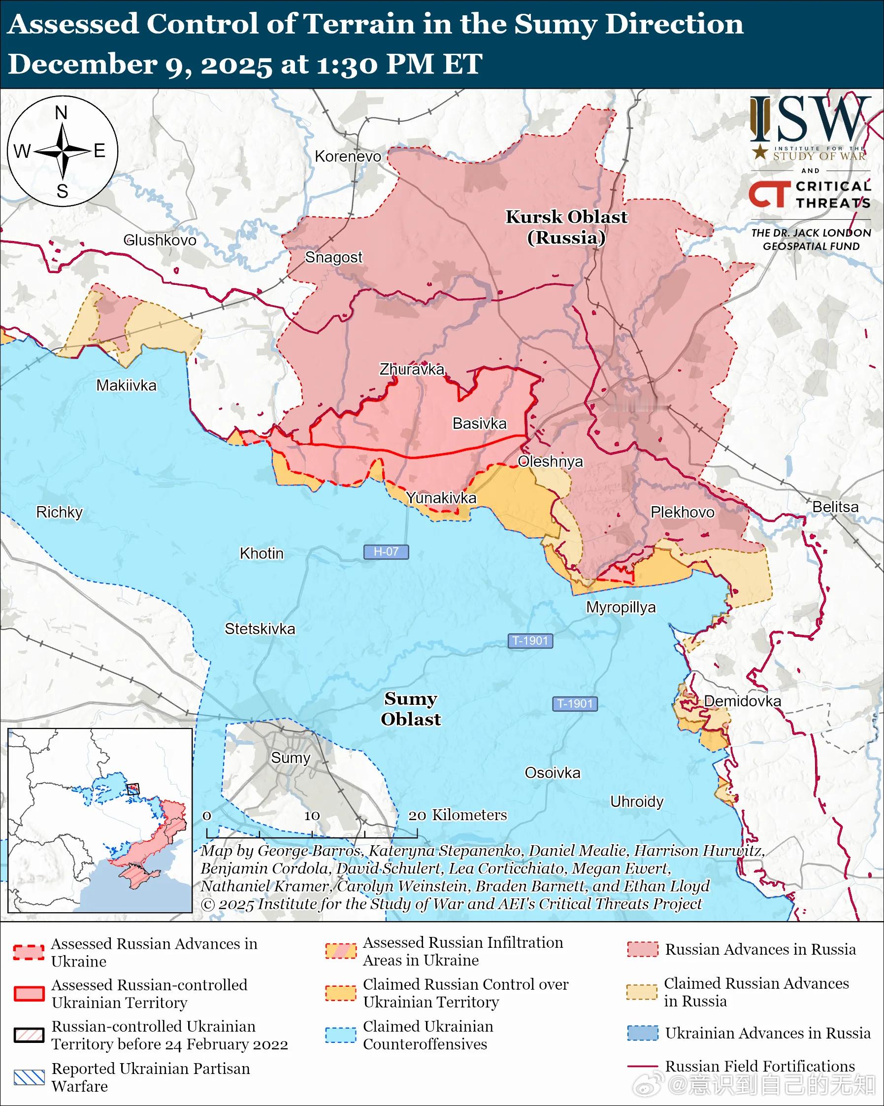 北方轴心俄罗斯的目标：在乌克兰北部沿国际边界建立可防御的缓冲区。12月9日俄军继