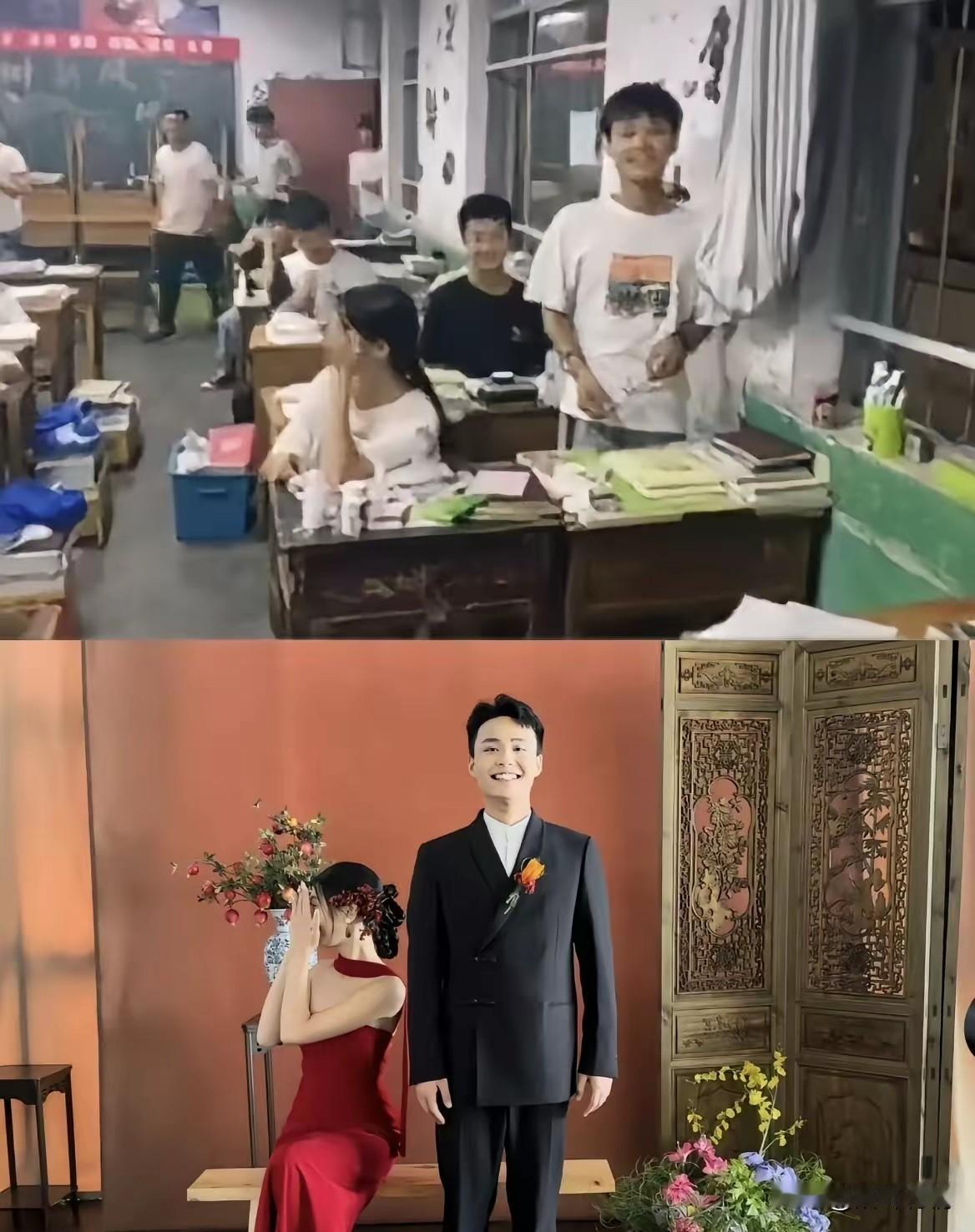 这就是爱情吧！
男生娶了自己的同桌，
两人生活美满极了，
拿出来两人做同桌时候的