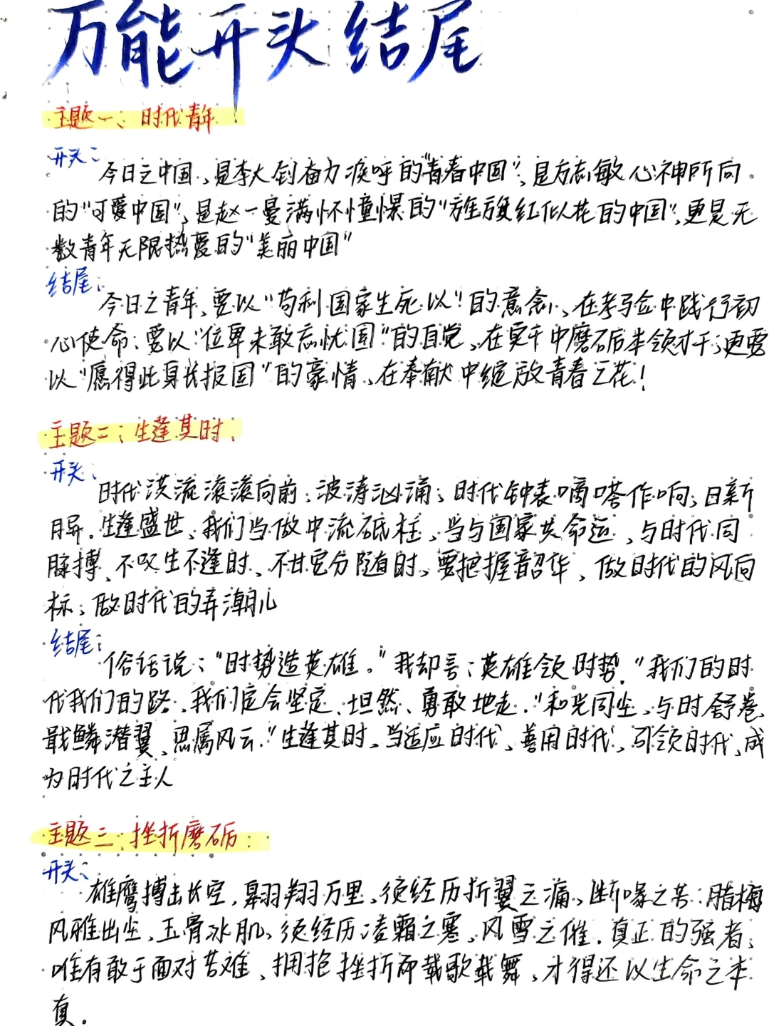 🔥作文55+🧷高质量万能开头结尾‼️