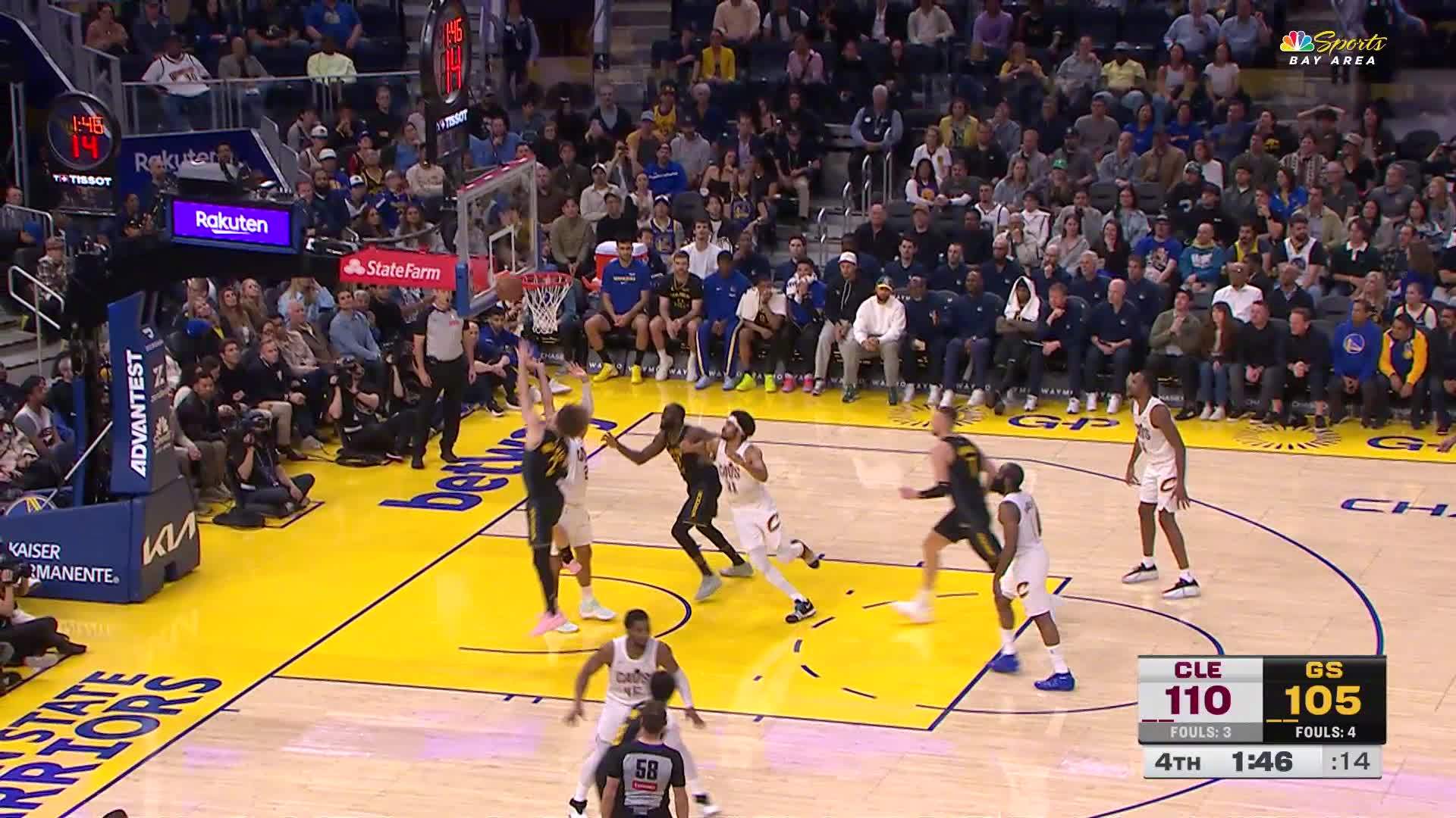 波齐姆斯基上篮得分🏀勇士107:113:骑士。骑士vs勇士