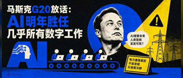 马斯克G20放话：AI明年胜任几乎所有数字工作