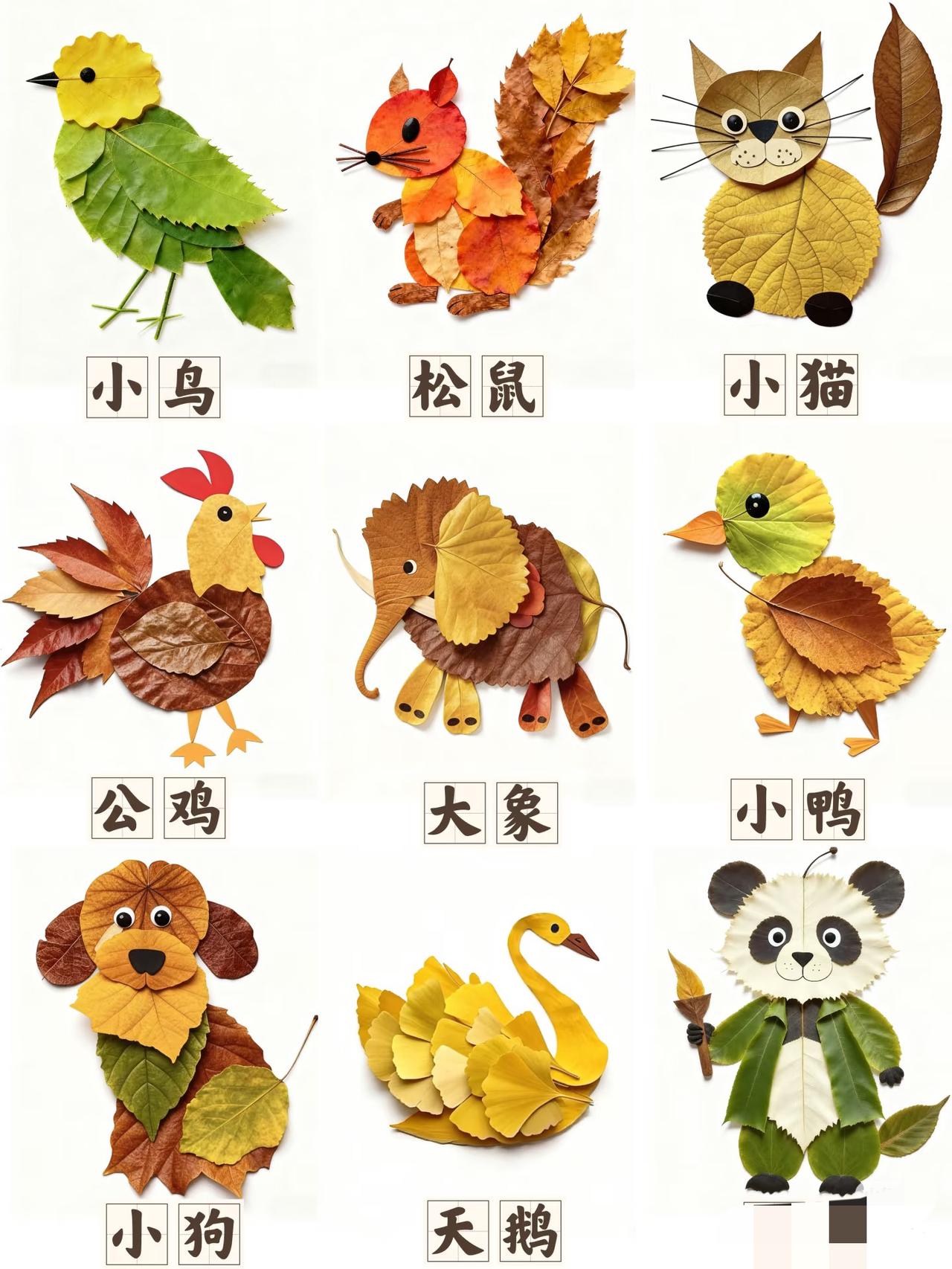 落叶变身小萌兽❗️🍂超可爱，有手就会！
秋天带娃捡各种形状颜色的落叶🍁
五分