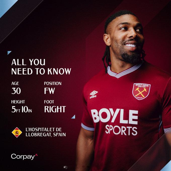 【我有英超过人王的说明书】西汉姆联花了200万英镑，从富勒姆引进30岁西班牙边锋