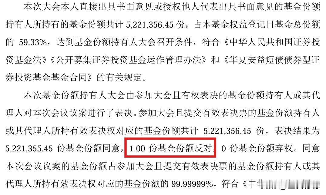 这1份有点个性啊！哪怕只持有1份，也投出反对票。 ​​​