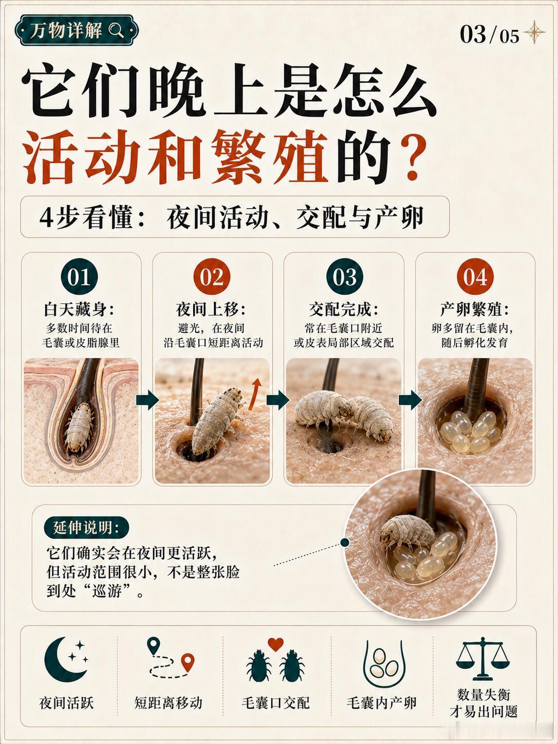 脸上的螨虫，晚上真的会爬出来交配吗？你睡着以后，脸上的螨虫会不会偷偷爬出来交配？