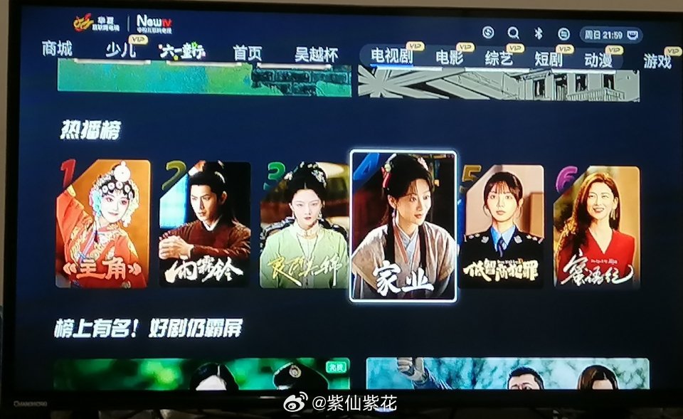 电视上的电视剧家业热播榜排才第4名呢李祯加油冲冲冲第3名去