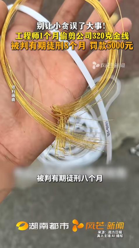 “掌心藏金！”，2025年6月，福建厦门一工程师利用调试设备之便，偷偷剪下3-5