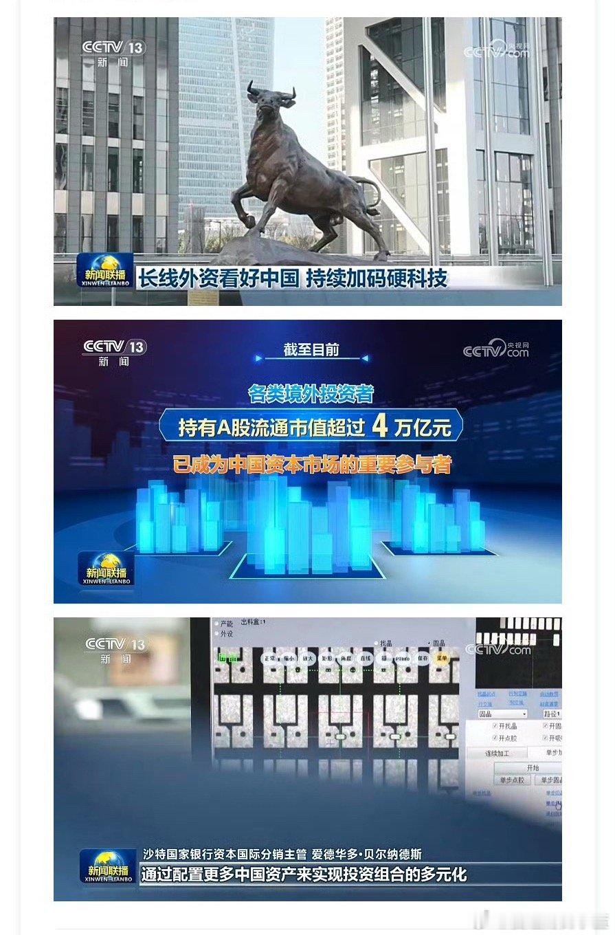 今日新闻联播长线外资看好中国，持续加码硬科技。