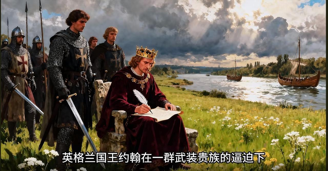 英王签大宪章其实是被逼无奈
英国因1215年就有（创制）了《大宪章》而备受世界景