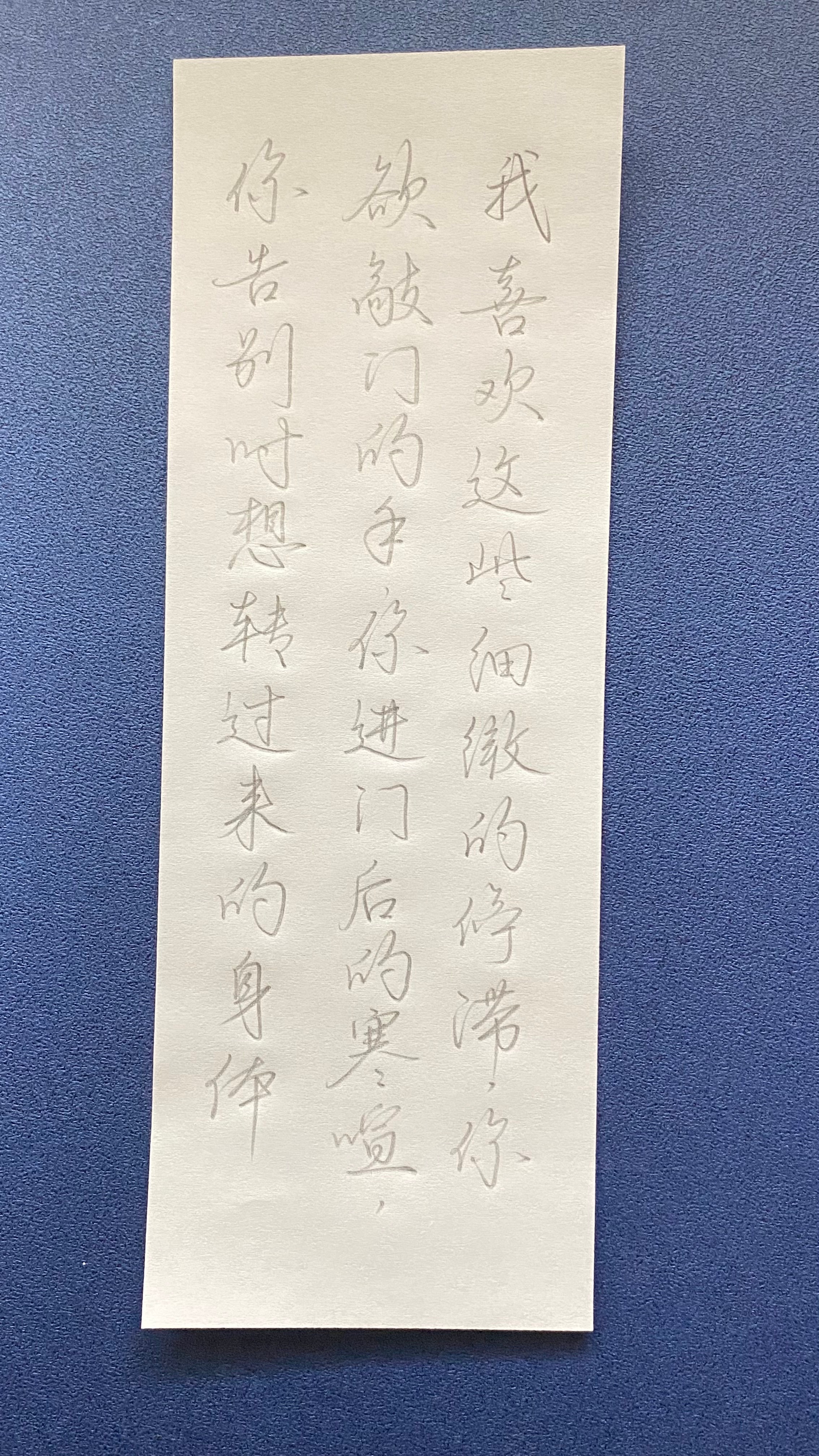 今日作业（2025.3.21）我喜欢这些细微的停滞，你欲敲门的手，你进门后的寒暄