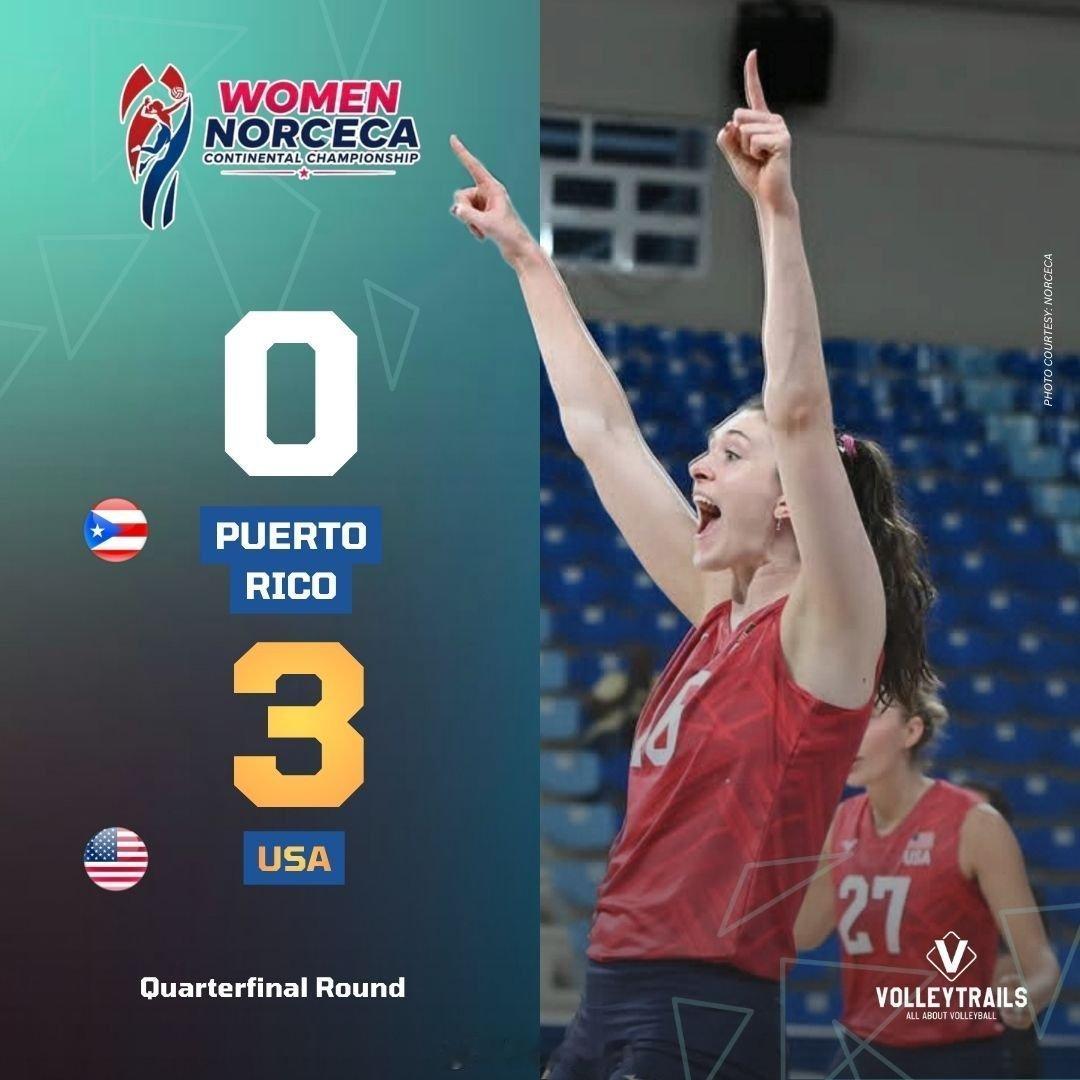 女排 🇺🇸 晋级四强！🔥美国队在北美女子洲际锦标赛中直落三局横扫🇵🇷波