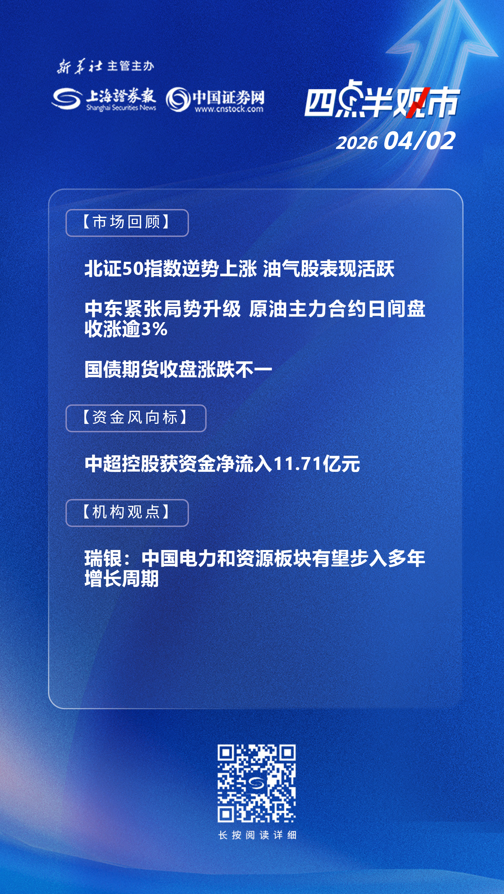 四点半观市 | 机构：中国电力和资源板块有望步入多年增长周期