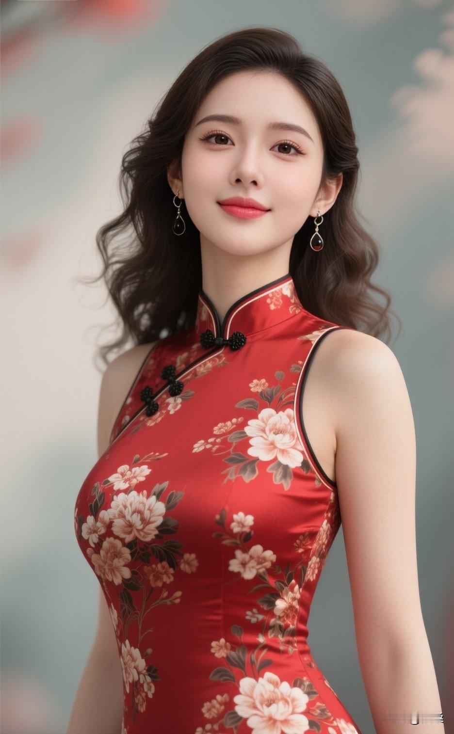 优雅红旗袍，花间仙子，梦回古代