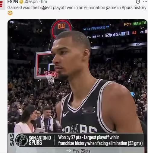 马刺绝境爆发创纪录，27分狂胜雷霆将西决拖入抢七！

5月29日，NBA西部决赛