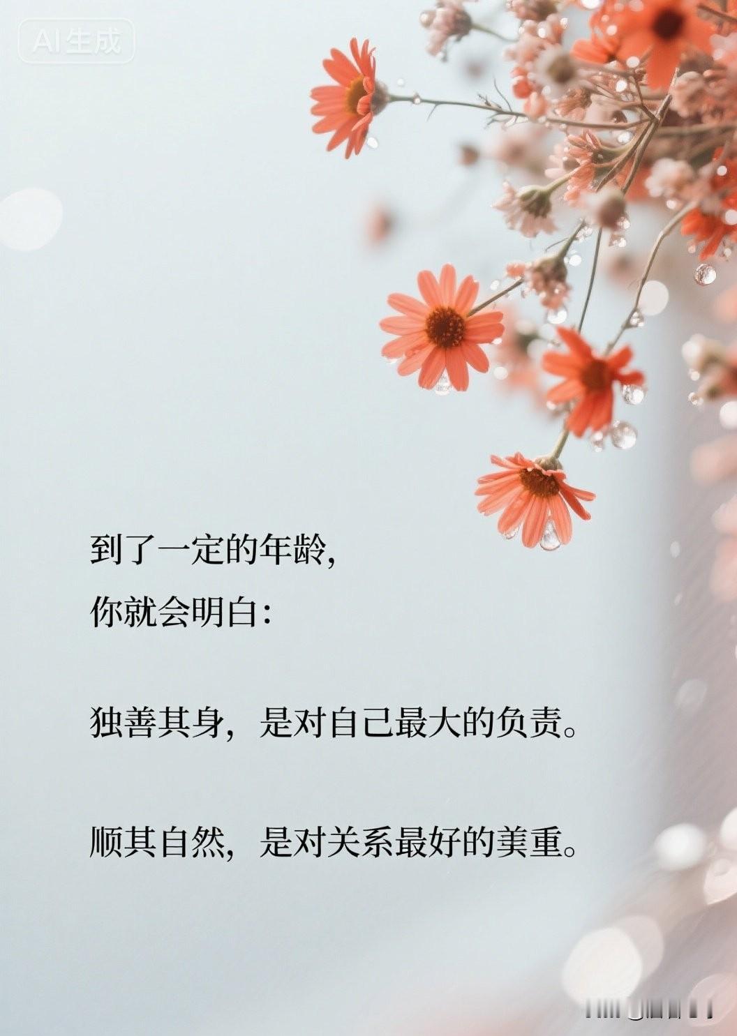 非常醍醐灌顶的一段话，到了一定的年龄，你就会明白：独善其身，是对自己最大的负责。