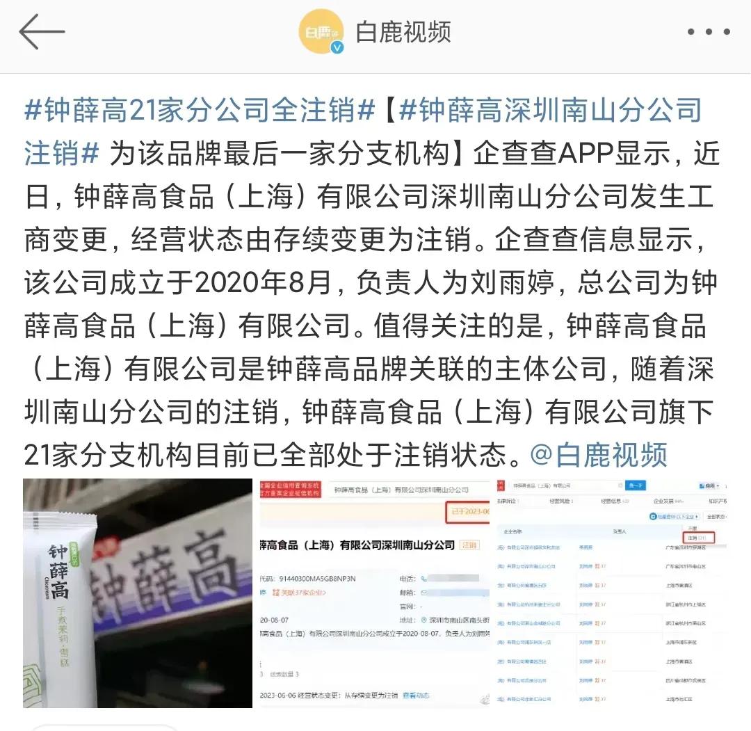 时隔一年“雪糕刺客”钟薛高迎来倒闭潮？媒体爆料钟薛高，旗下21家分公司已经在六月