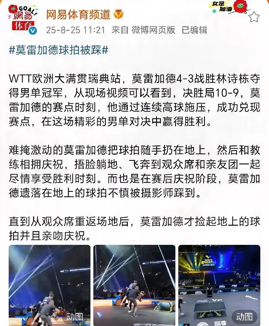 冥冥之中自有天定，
莫雷加德夺冠那一瞬间，
王楚钦巴奥断拍事件似乎有了答案。
