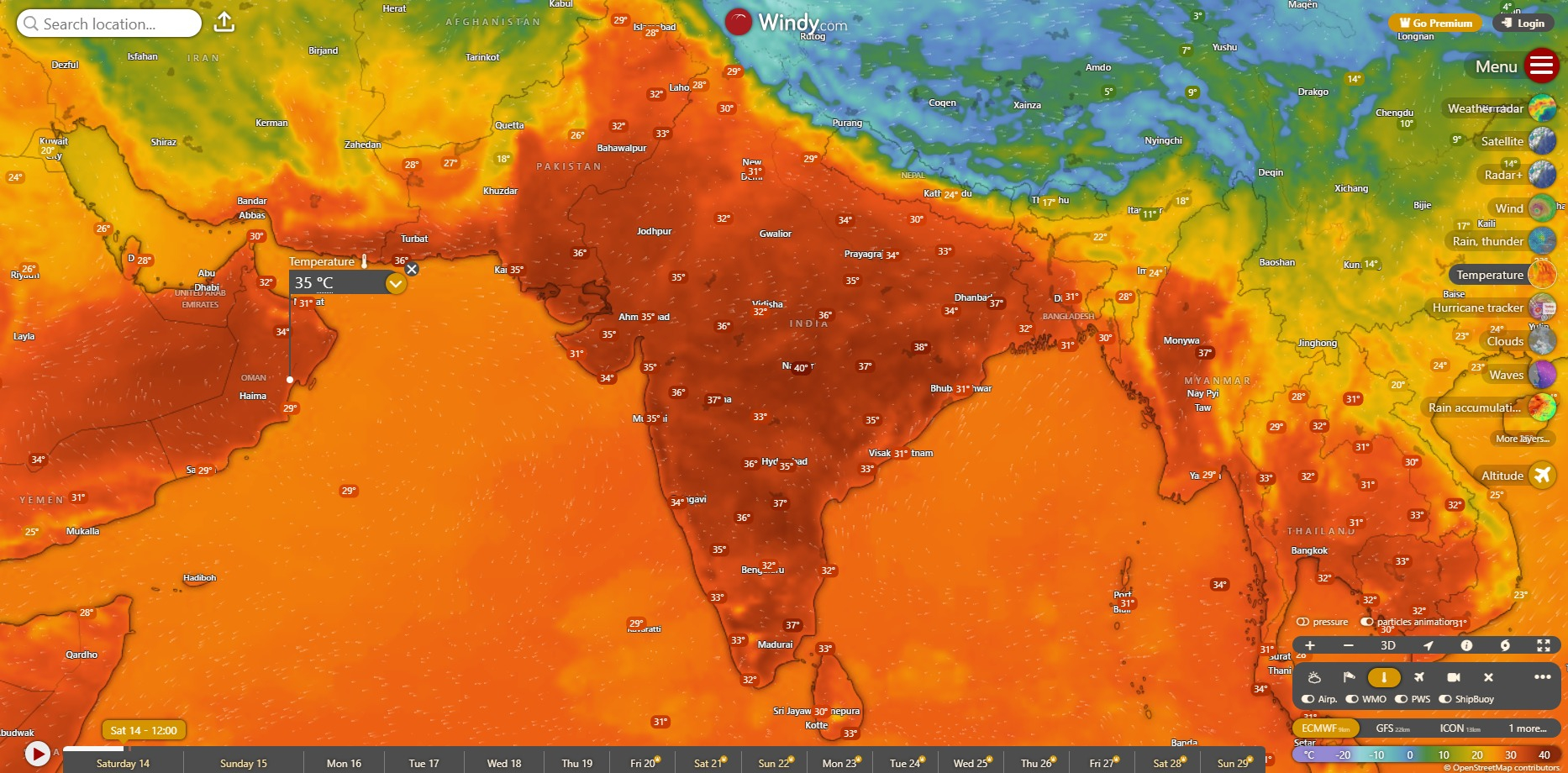 现在才 3 月中旬，印度气温已比常年平均高出 3 到 5 度，多地提前突破 40