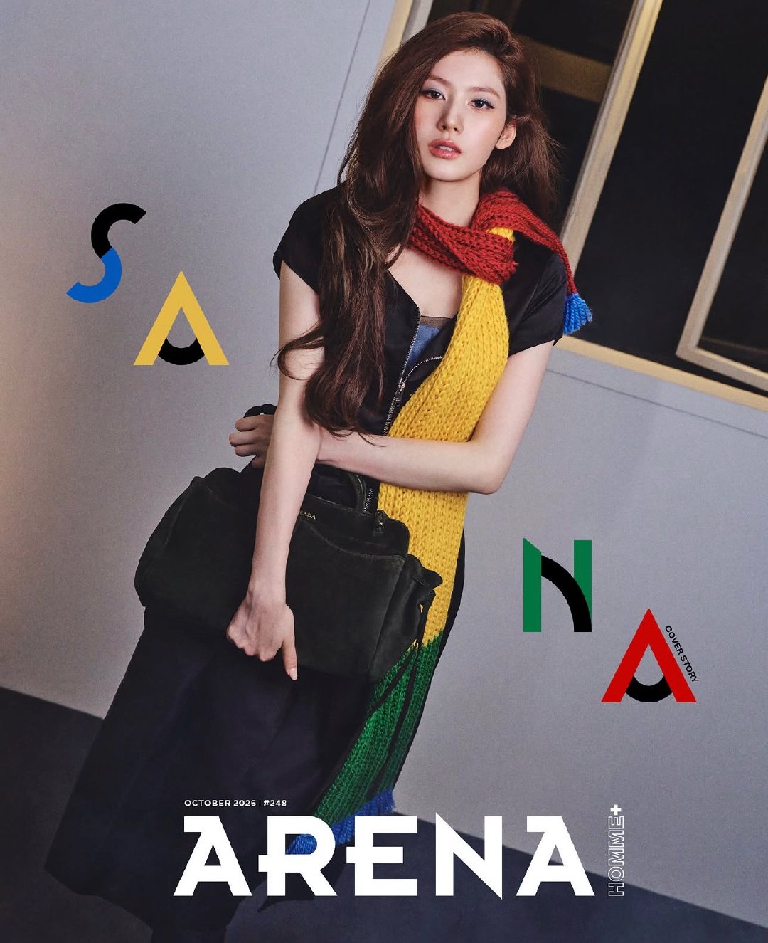 Sana × Prada × ARENA 又一本杂志封面제작지원 옷을 겹쳐 입
