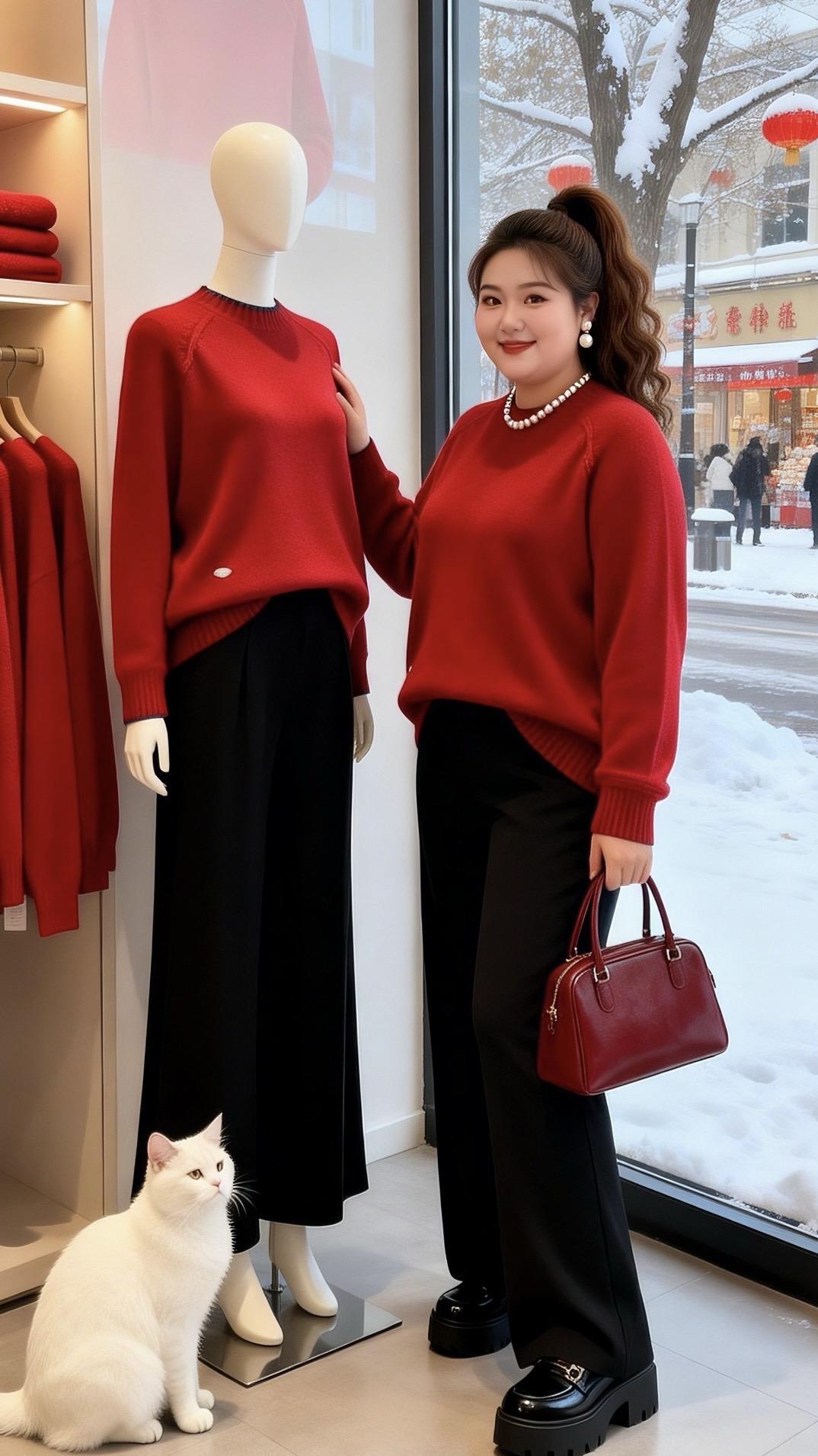 脱下外套也体面的秋冬内搭胖妹妹红色系新年穿搭来咯肉肉女孩的冬季有效穿搭...