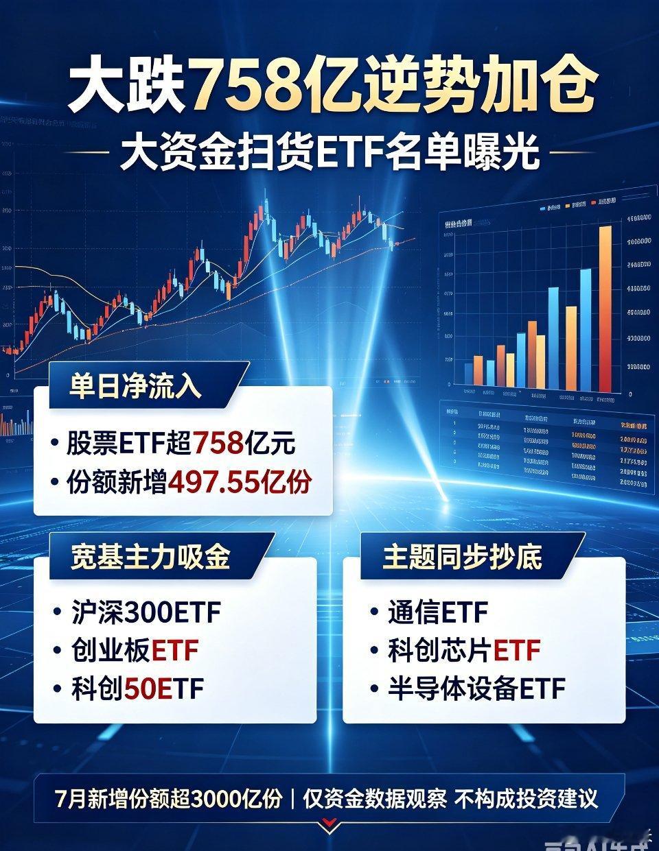 A股资金复盘 ETF资金动向大跌当天758亿资金逆势进场扫货！7月17日大盘暴跌