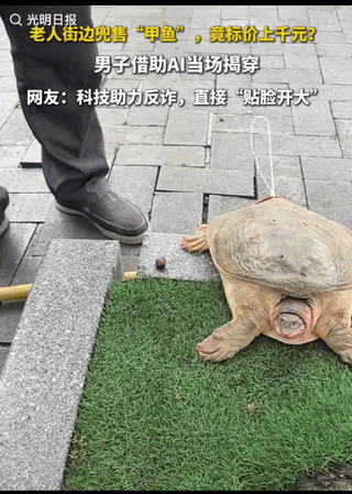 科技就该是这样，服务于人！近日，一网友在街上看到一老人提着一只“甲鱼”，号称还是