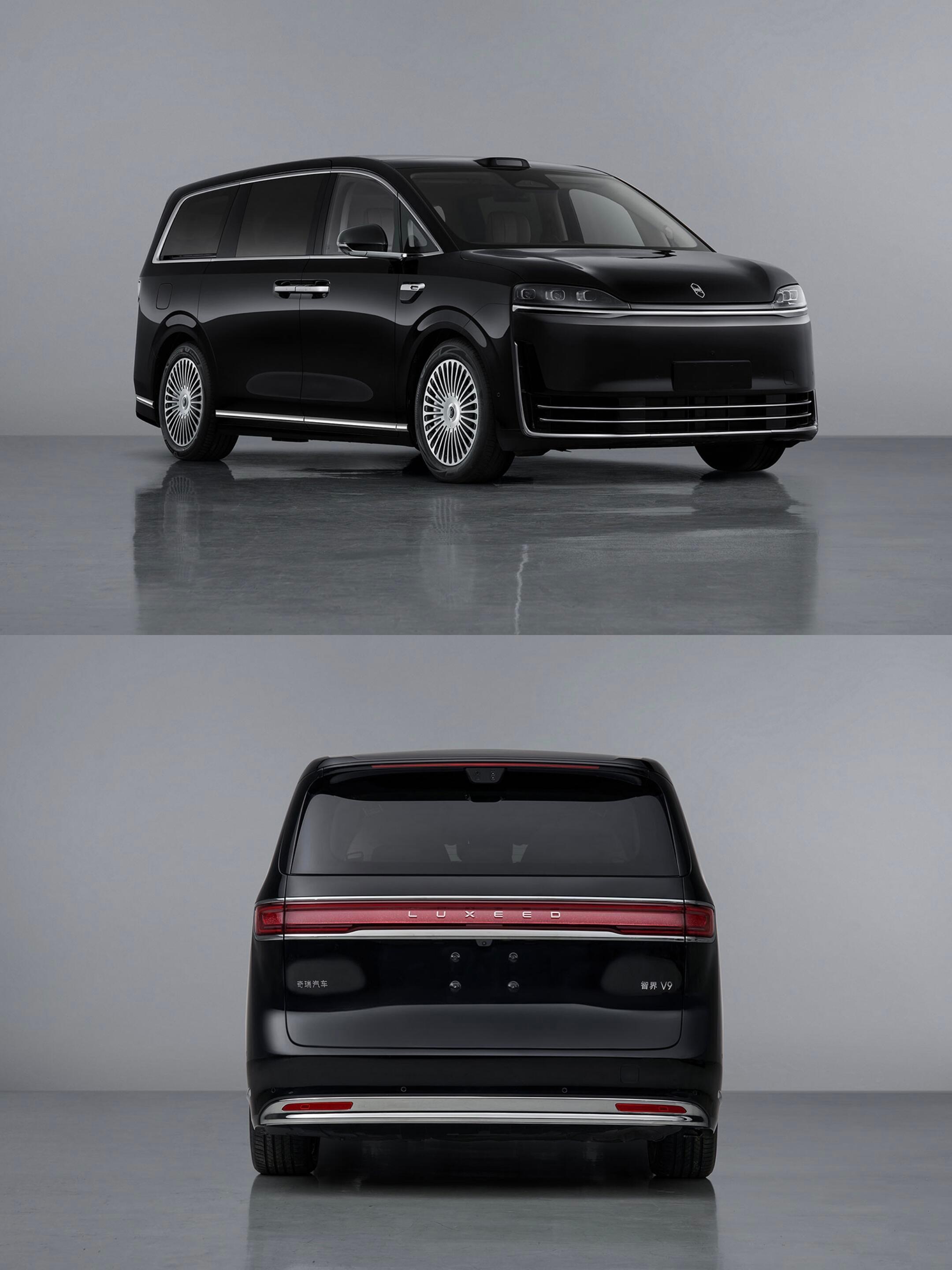 智界V9的证件照来了，纯黑色车身商务感十足，银色格栅应该是选装配件，这造型有点西