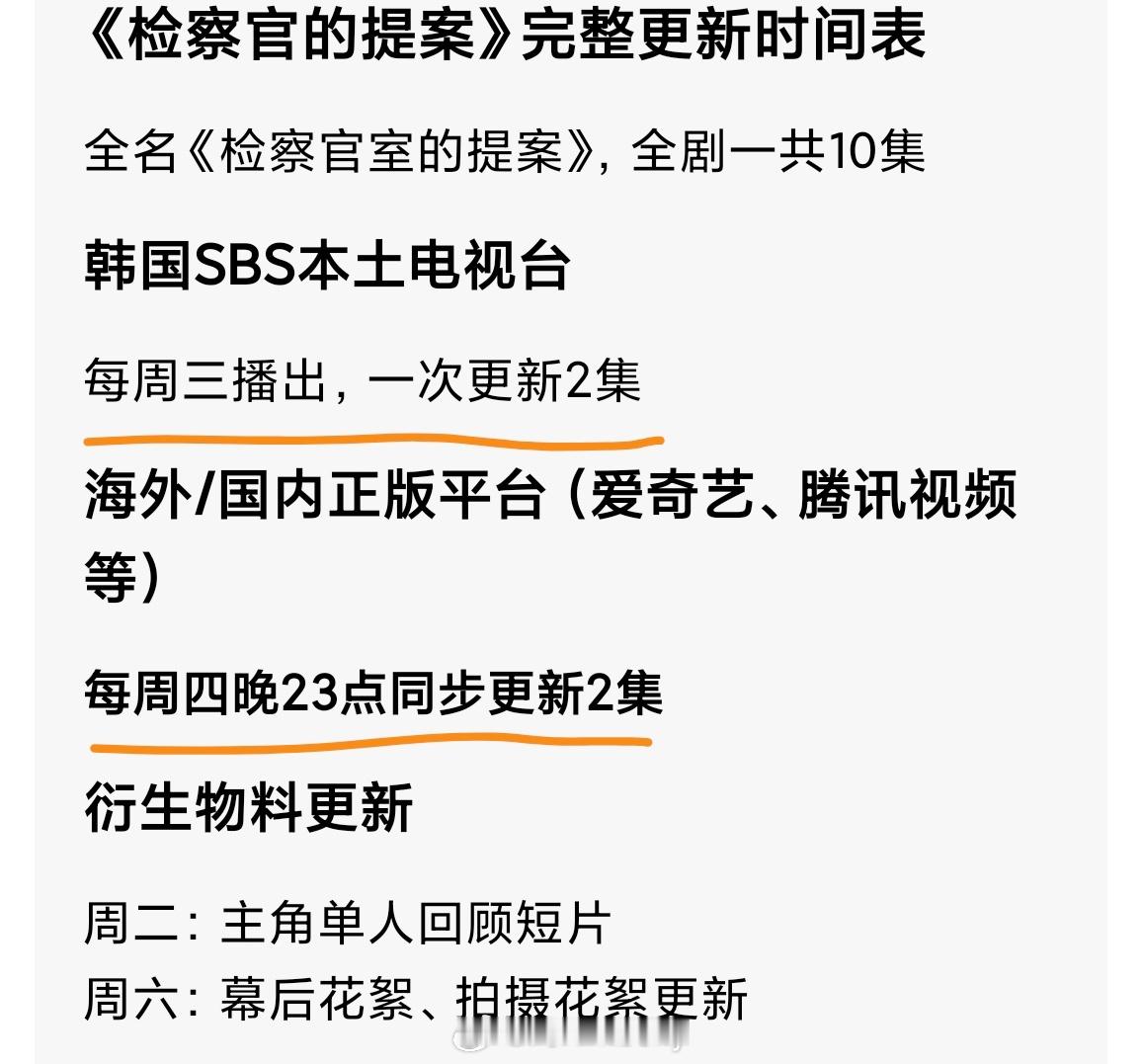 检察官的提案更新时间：每周三更新2集「删减版」每周四23点更新「未删减版」 
