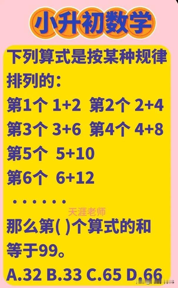 小升初数学必会考点
【原题】 下列算式是按某种规律排列的：
第1个 第2个 第3