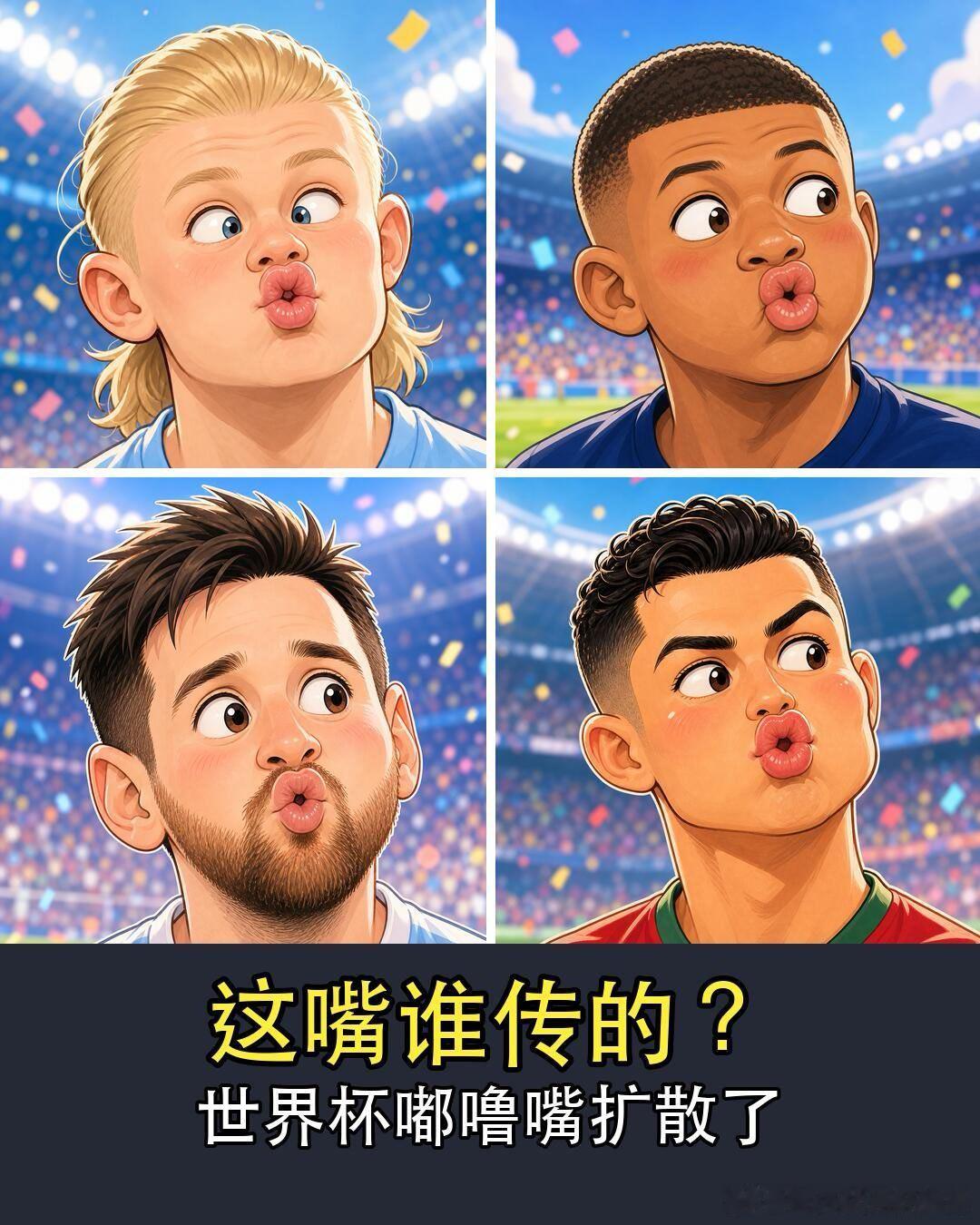 嘟噜嘴出现世界杯人传人现象 赛场抓拍撞出同款嘟噜嘴名场面，网传从哈兰德开始，姆巴