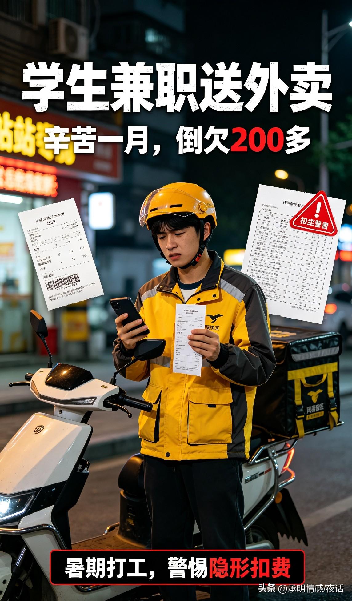 太扎心啦！重庆有个学生暑假兼职送外卖，辛苦跑了400多单，本来算下来能拿2400