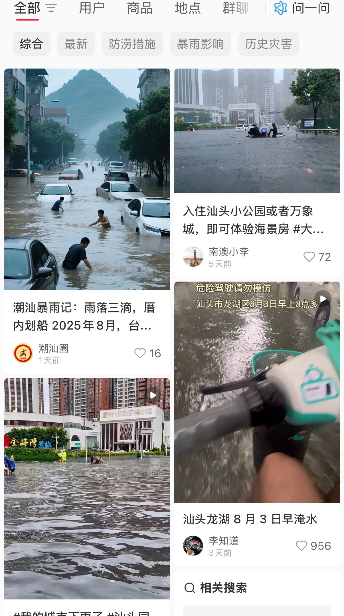 我这周末去潮汕玩结果这几天台风天暴雨直接城市内涝了[泪][泪] ​​​