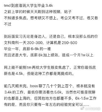 到底谁说大学生毕业3.4k ​​​