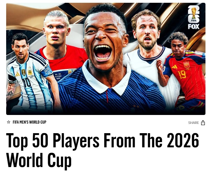 福克斯体育评出了世界杯TOP50球员，梅西第一☝️毫无悬念梅西阿根廷回应队长未当