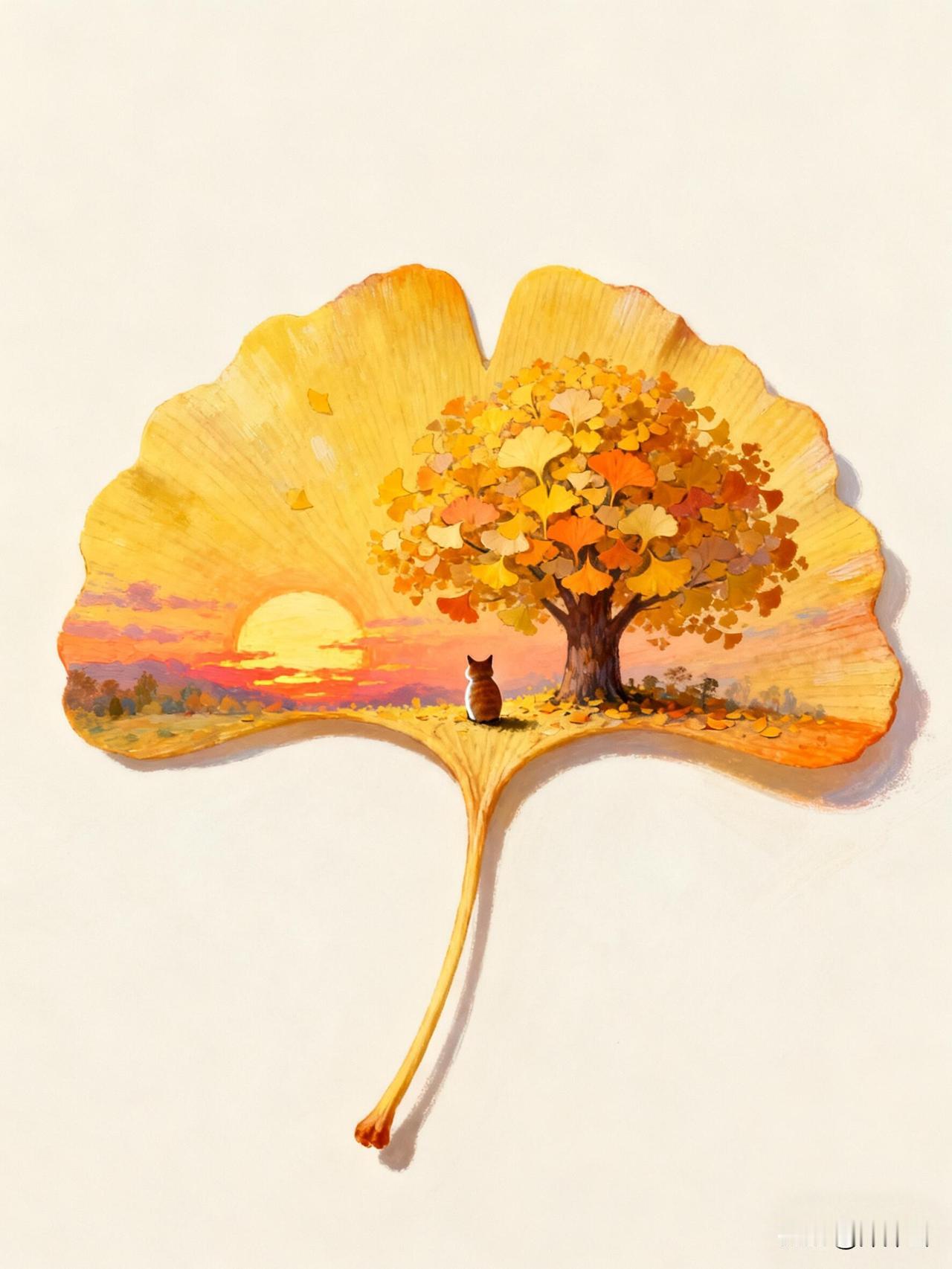一叶一菩提，方寸见天地｜猫咪治愈壁纸
🍂把整个秋天，藏进一片银杏里
落日熔金漫