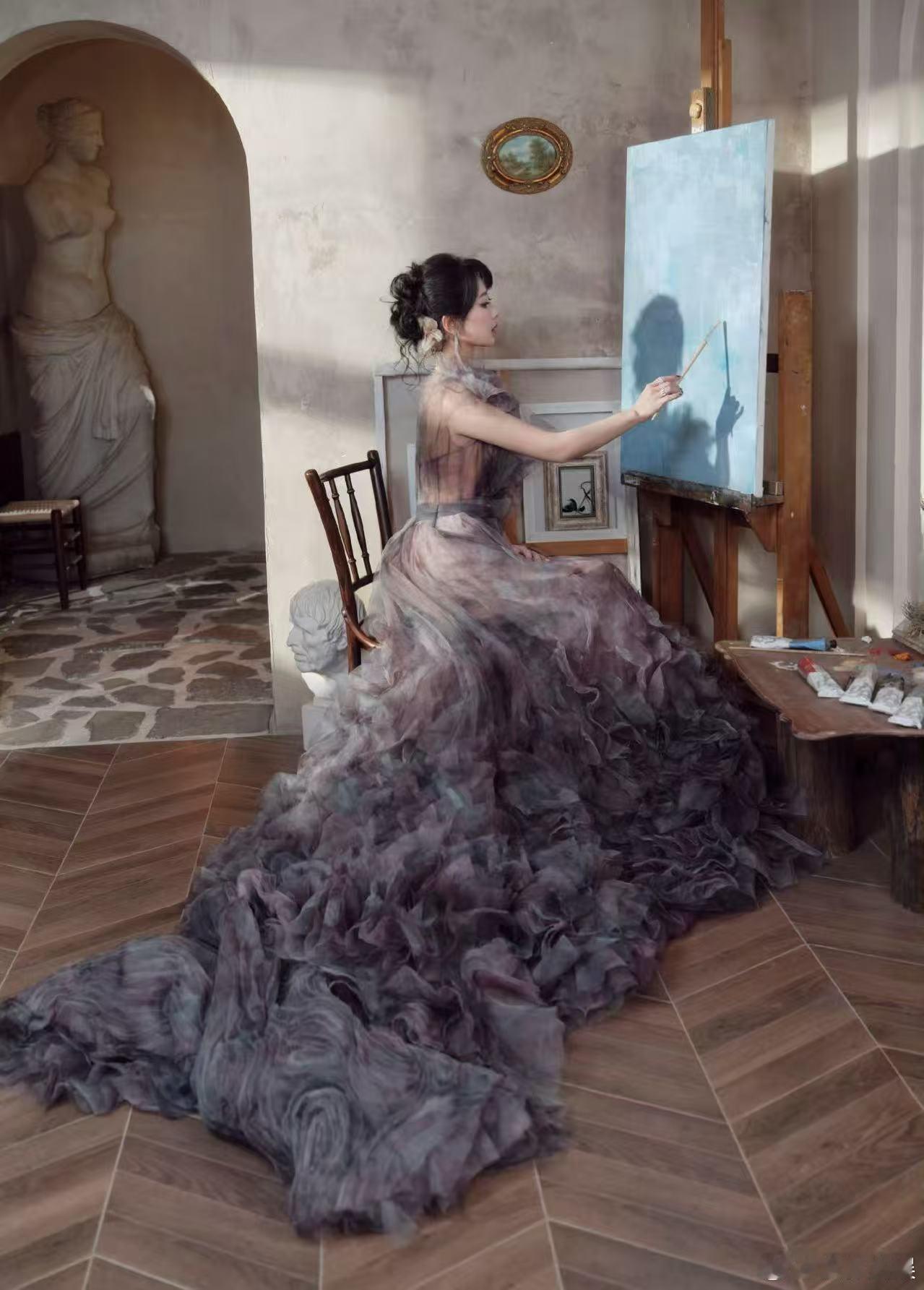 杨紫褶皱纱裙杨紫褶皱紫纱裙杨紫褶皱纱裙，好美，[赢牛奶][赢牛奶] ​​​