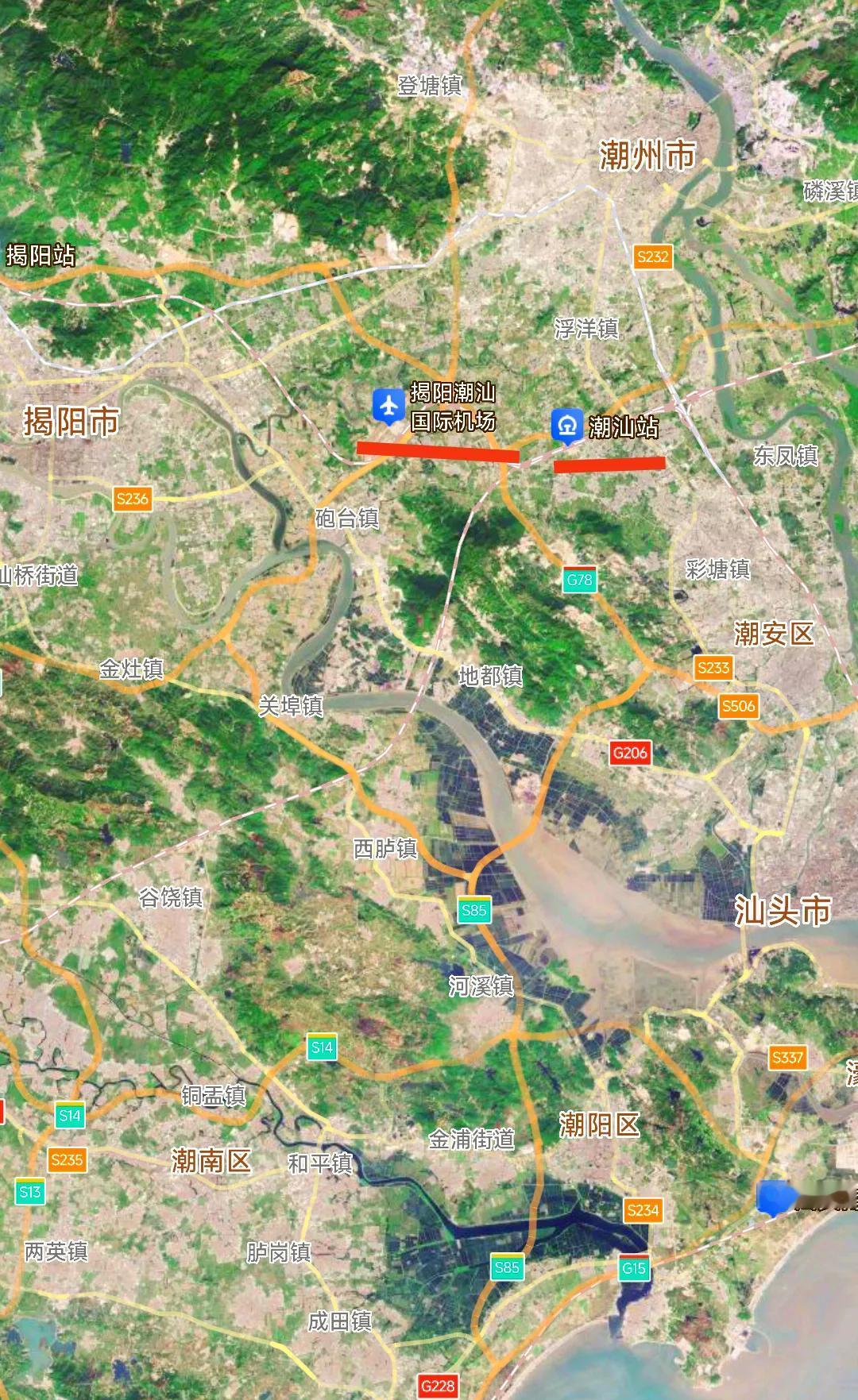 揭阳潮州国际机场是在揭阳市，潮汕站是在潮州市，弄了半天汕头百姓的交通出行是最尴尬