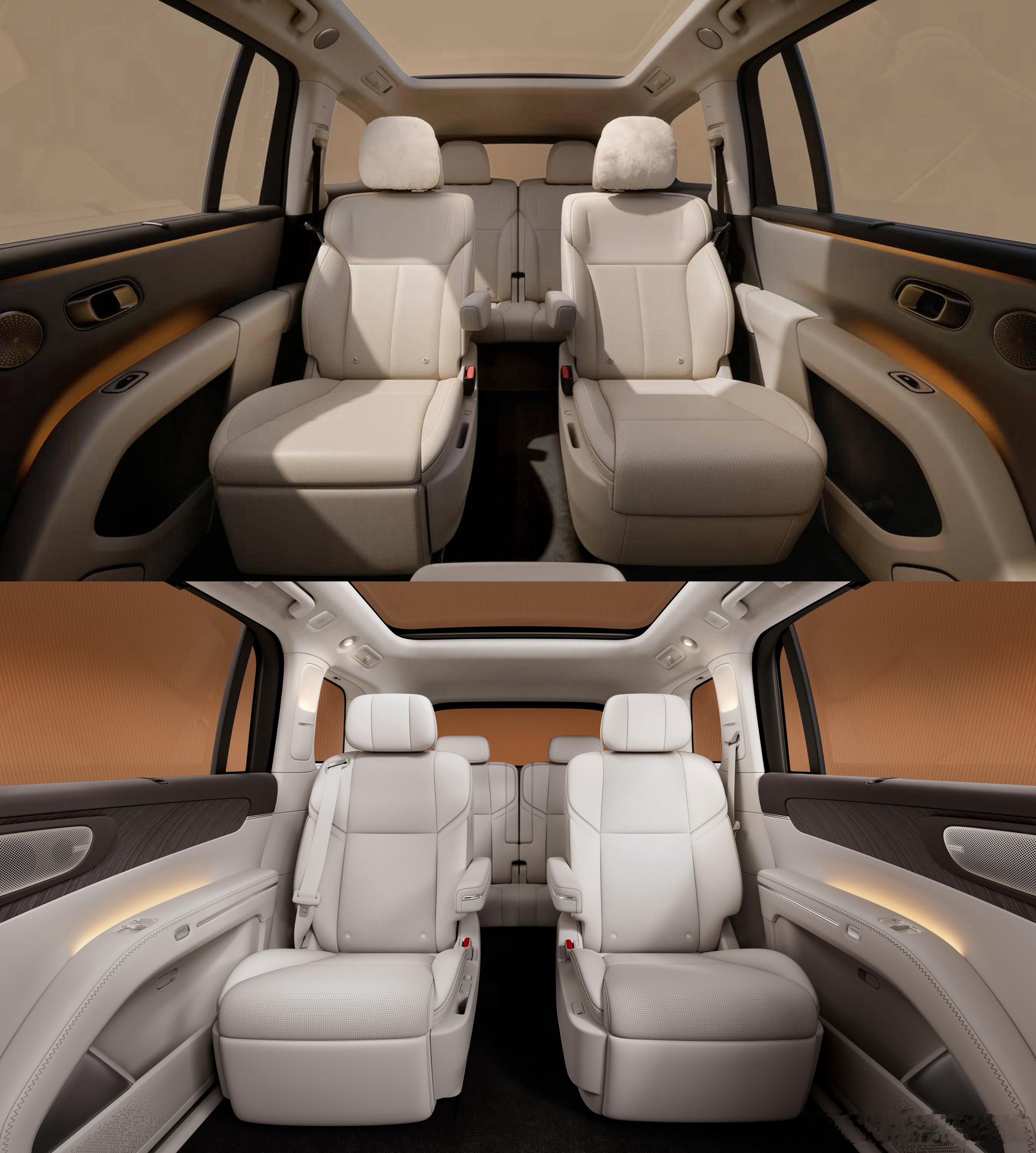 从官图效果来看，零跑已经不是半价理想了。这两张图大家能分清哪张是理想 i8？哪张