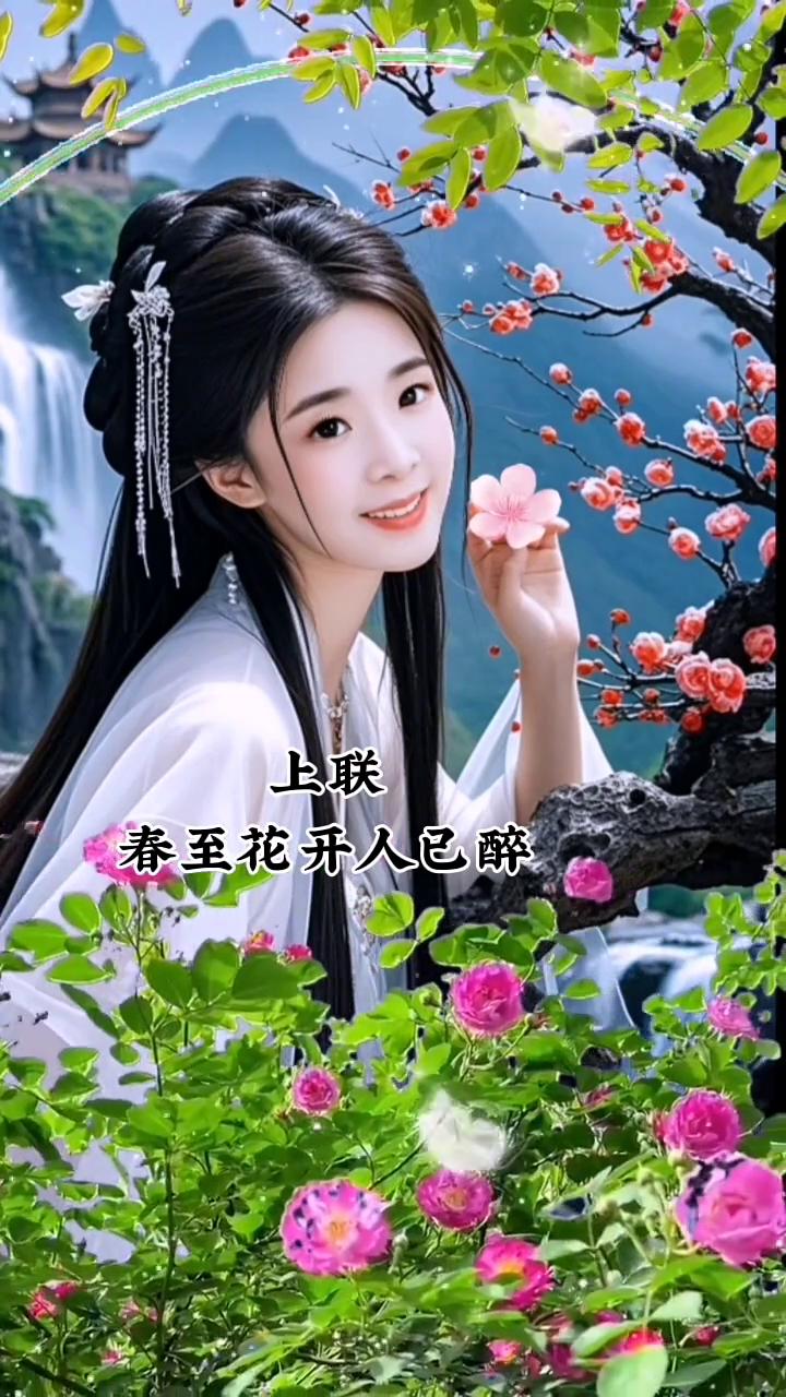 上联：春至花开人已醉。下联：春至花开人已醉。