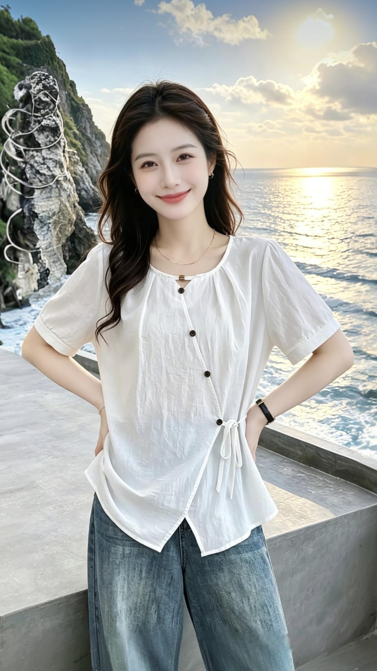 大码夏季穿搭 衬衫 摆脱路人感穿搭 胖女孩夏季显瘦穿搭 女装穿搭