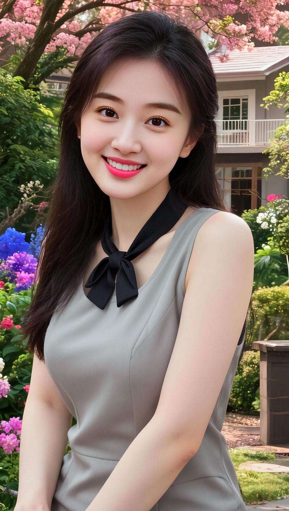 AI庭院丽人照 抖音ai创作 高颜值