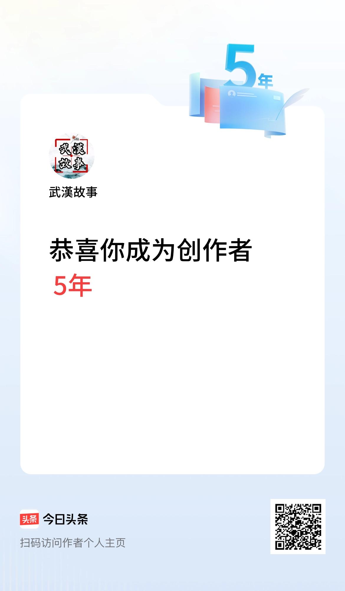 今天是我在头条成为创作者的第5年！