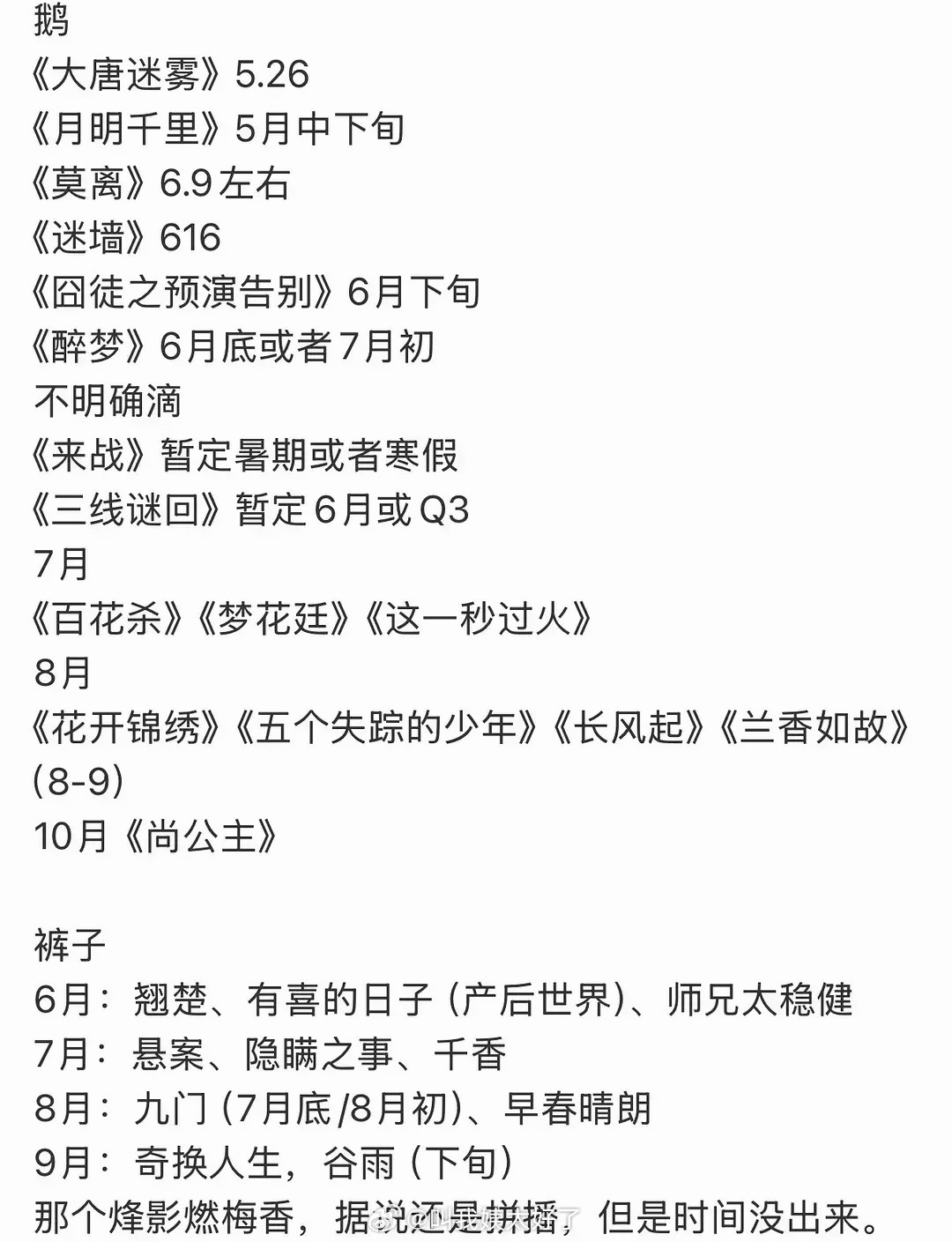 🐧👖🥝最新排播🈶，大家看好哪部剧？ 