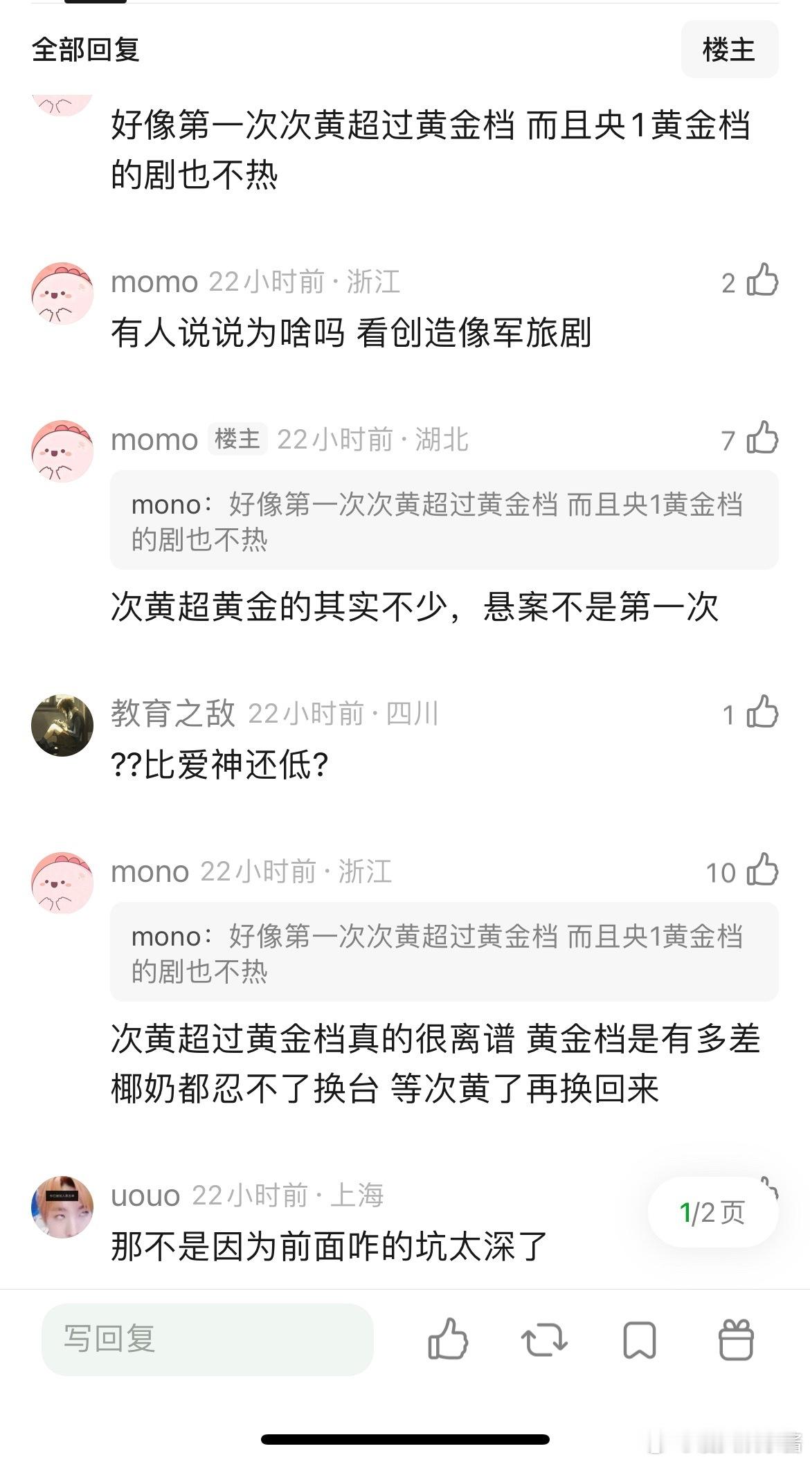 欧豪新剧，央八黄金档已经跌倒0.8了………… 
