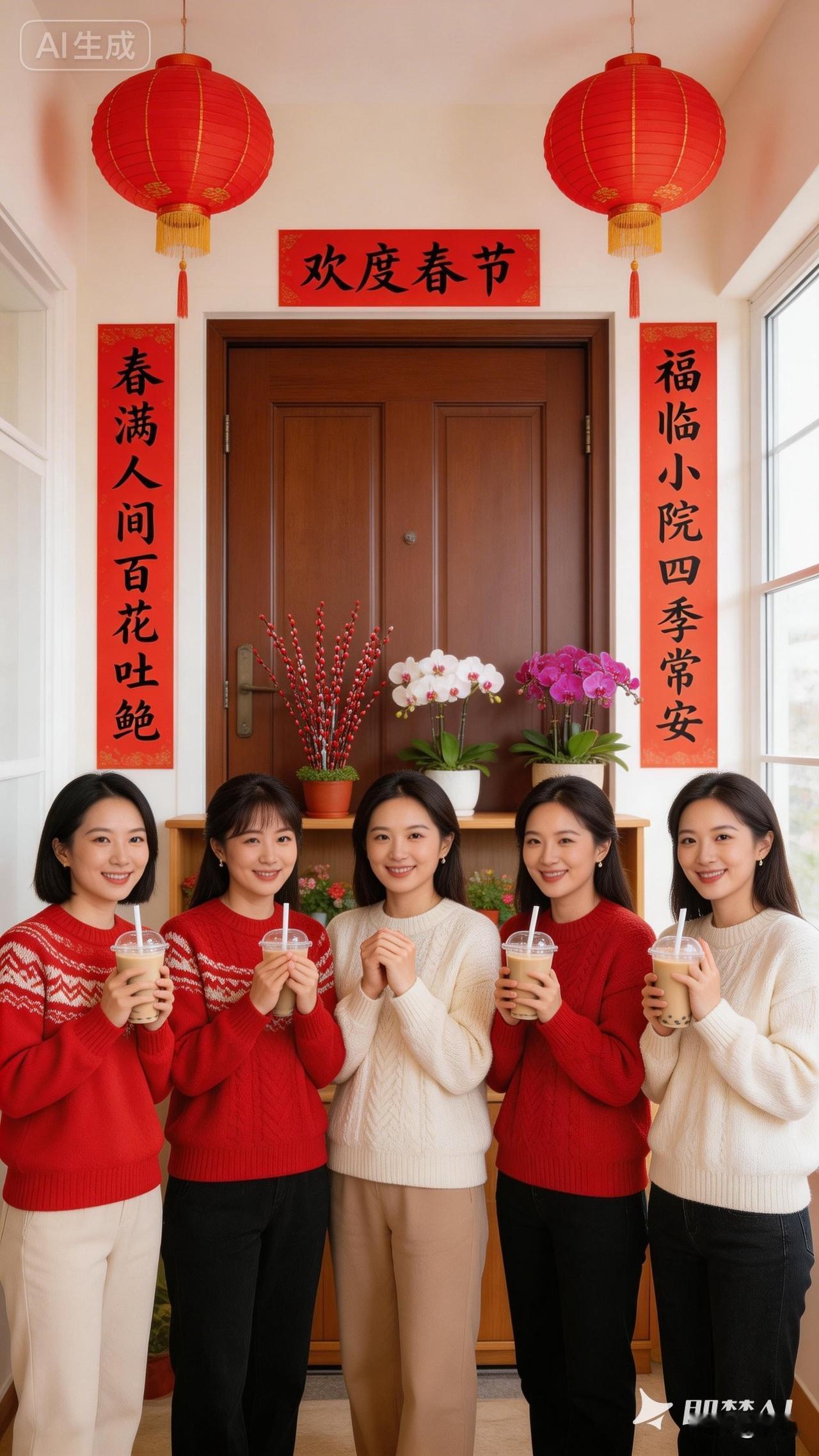 过年聚会来我家最合适
曾经同英语科一室六师者
如今两位已经成学校一把手
另两位借